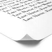 Poster Élégante carte de sièges en calligraphie blanche e (Coin)