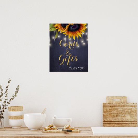 Poster Elégante carte de tournesol rustique et signe mari (Cuisine)