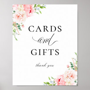 Poster Élégante carte florale rose pâle - Cadeaux
