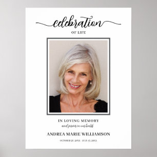 Poster Élégante célébration de la vie funéraire Memorial