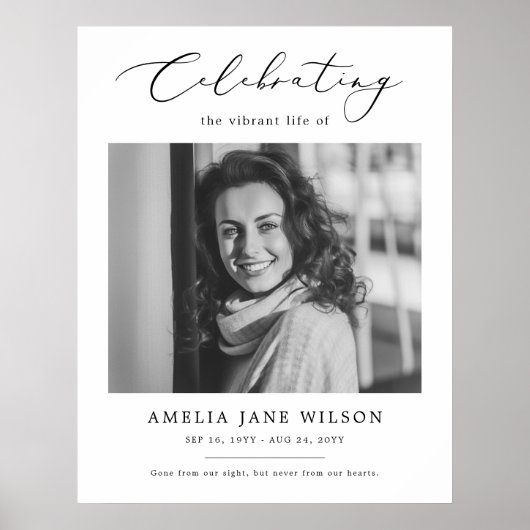 Poster Élégante Célébration De La Vie Photo Funérailles M (Devant)