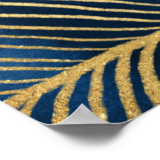 Poster Elégante conception de feuille d'or bleu (Coin)