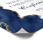 Poster Élégante confirmation Croix Marine Blue Gold Agate (Coin)