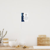 Poster Élégante confirmation Croix Marine Blue Gold Agate (Cuisine)