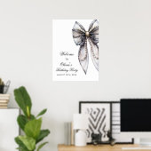 Poster Élégante coquette de la cou noire Bienvenue à l'an (Bureau à domicile)