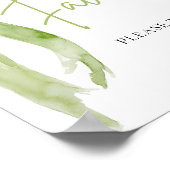 Poster Élégante Coquette Vert Bow Faveurs Signe Aquarelle (Coin)