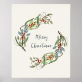 Poster Élégante couronne de Noël Joyeux Botanique (Devant)