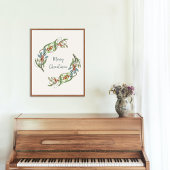 Poster Élégante couronne de Noël Joyeux Botanique