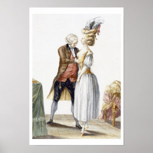 Poster Élégante dame à un Fitting avec sa Tailor, assiett