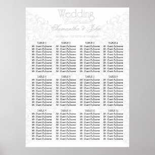 Poster Elégante dentelle gris & blanc moderne minimaliste