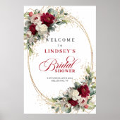 Poster Élégante douche de mariée florale blanche de Bourg (Devant)