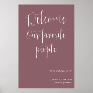 Poster Élégante Dusty violet Bienvenue Cérémonie Mariage