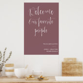 Poster Élégante Dusty violet Bienvenue Cérémonie Mariage  (Cuisine)