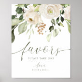 Poster Elégante Faveur Mariage Signer Verdure Foliage Bla (Devant)