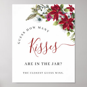 Poster Élégante Fête de Mariage avec Poinsettia Rouge de
