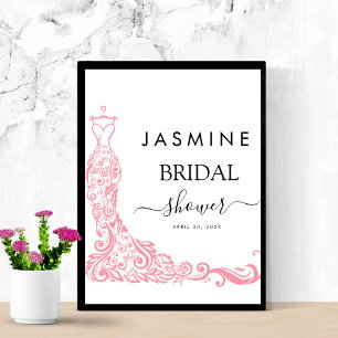 Poster Elégante Fête des mariées blanche et rose