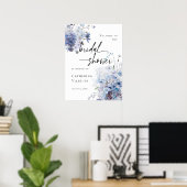 Poster Elégante Fête des mariées bleu fleurs sauvages acc (Bureau à domicile)