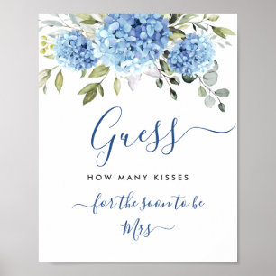 Poster Elégante Fête des mariées Blue Hydrangea Eucalyptu