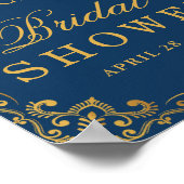 Poster Élégante Fête des mariées de cadre bleu or de la m (Coin)