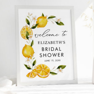 Poster Elégante Fête des mariées de citron Fleurs