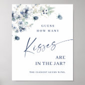 Poster Elégante Fête des mariées de feuillage bleu Dusty (Devant)