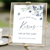 Poster Elégante Fête des mariées de feuillage bleu Dusty