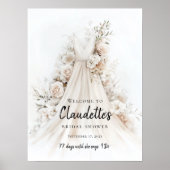 Poster Elégante Fête des mariées fleurie bienvenue (Devant)