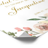 Poster Élégante Fête des mariées florale d'or noir rose (Coin)