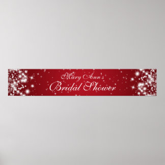 Poster Élégante Fête des mariées Hiver Étincelle Rouge