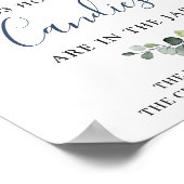 Poster Elégante Fête des mariées Rose Eucalyptus Bleu (Coin)