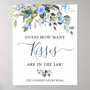 Poster Elégante Fête des mariées Rose Eucalyptus Bleu