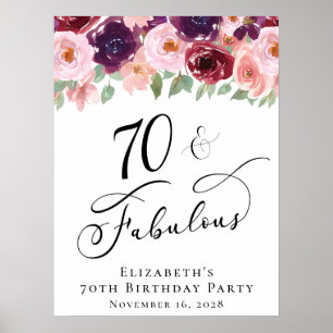 Poster Elégante fête florale 70e anniversaire
