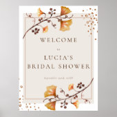 Poster Élégante feuille d'automne dorée Bienvenue à la Ba (Devant)