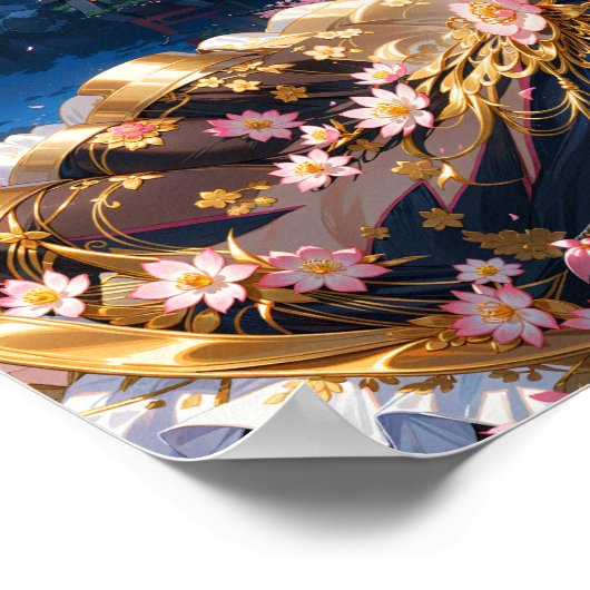 Poster Élégante fille dans l'esprit traditionnel avec Sak (Coin)