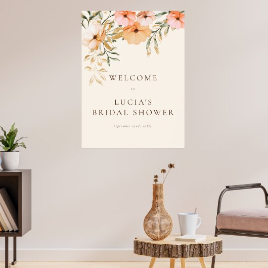 Poster Élégante Fleurs de la saison automnale dorées Bien (Salon 3)