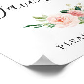 Poster Élégante Fleurs Roses Bleues Favorisant Mariage Si (Coin)