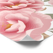 Poster Élégante florale de Camellia rose avec Feuilles ve (Coin)