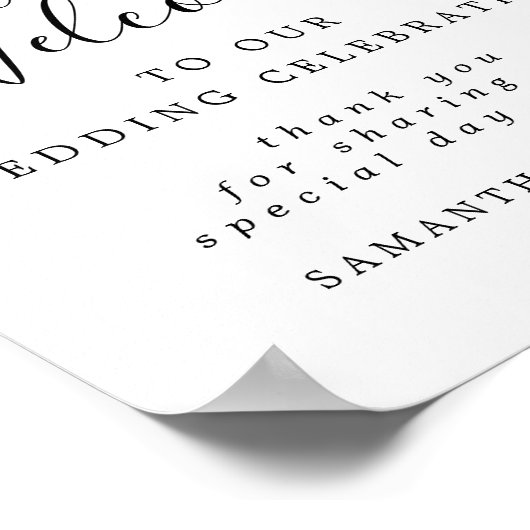 Poster Élégante florale rose Bienvenue à notre signe Mari (Coin)