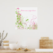 Poster Élégante Flore rose et verte & Fils (Cuisine)