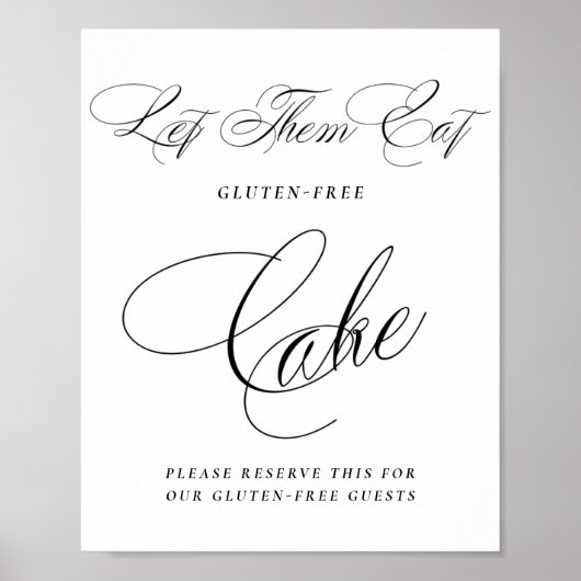 Poster Élégante Gluten sans gâteau Calligraphie noire | T (Devant)