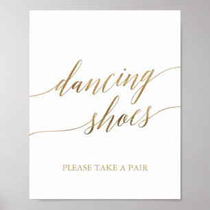 Poster Élégante Gold Calligraphie Chaussures de danse