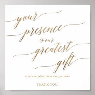 Poster Élégante Gold Calligraphy Présence est le plus gra