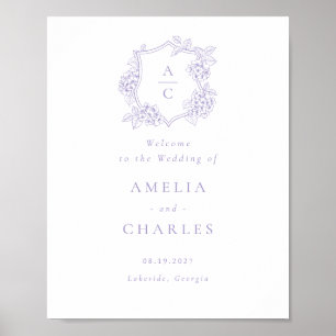 Poster Élégante Hydrangea Couronne Mariage Bienvenue