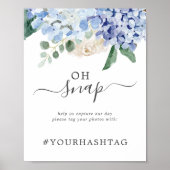 Poster Élégante Hydrangea Oh Snap Mariage Hashtag (Devant)