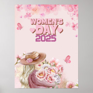 Poster Elégante Journée des Femmes 2025 avec design flora