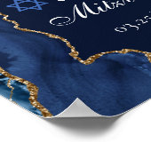 Poster Elégante Marine Blue Gold Agate Bat mitzvah Party (Coin)