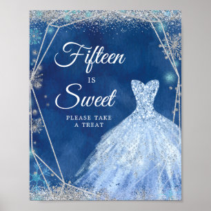 Poster Elégante Marine Blue Winter Quinceanera 15e Est Do