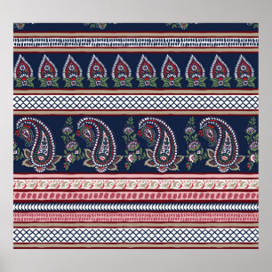 Poster Elégante Marine Paisley : Conception des frontière