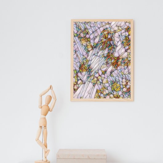 Poster Elégante mosaïque colorée Illustrée Oiseau Art