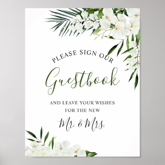 Poster Élégante Orchidée Blanche Bohème signe Notre Livre (Devant)